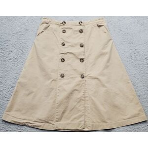 Gilli A Line Skirt Womens Large Tan Solid Pockets Flat Front Outdoor‎ Button Up
